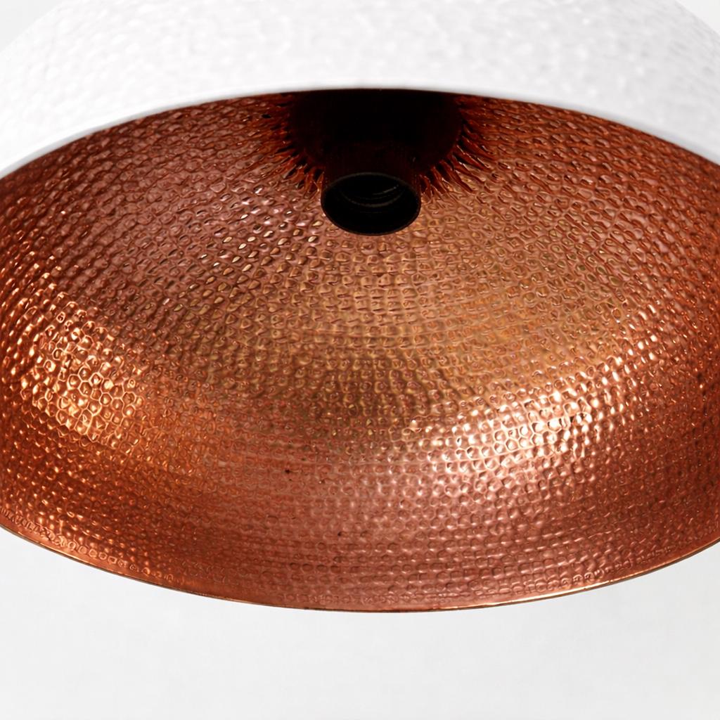 White Painted Brass Dome Pendant Light