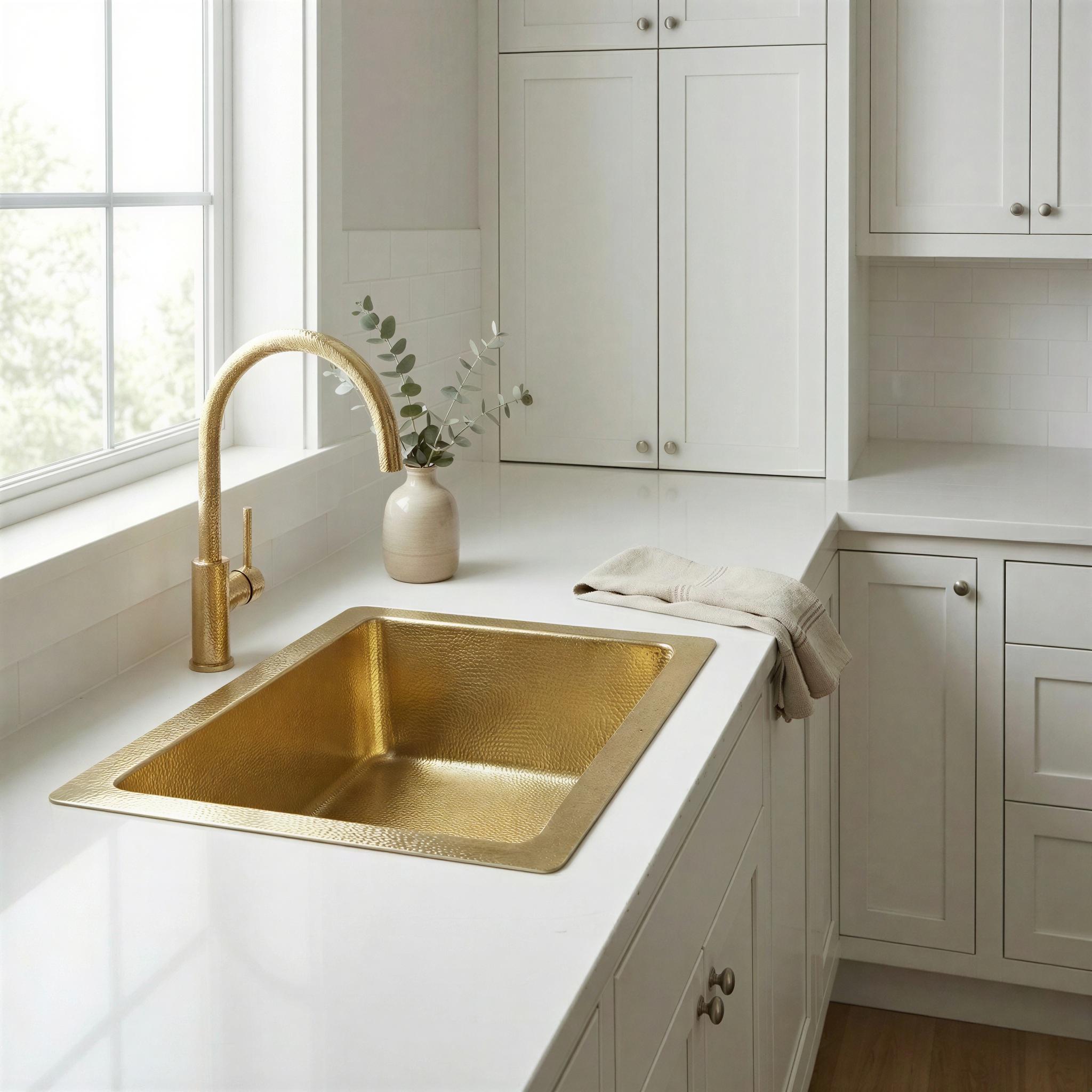 Hammered Brass Kitchen Sink