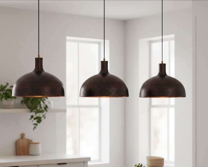 Antique Moroccan Hammered Dome Pendant Light