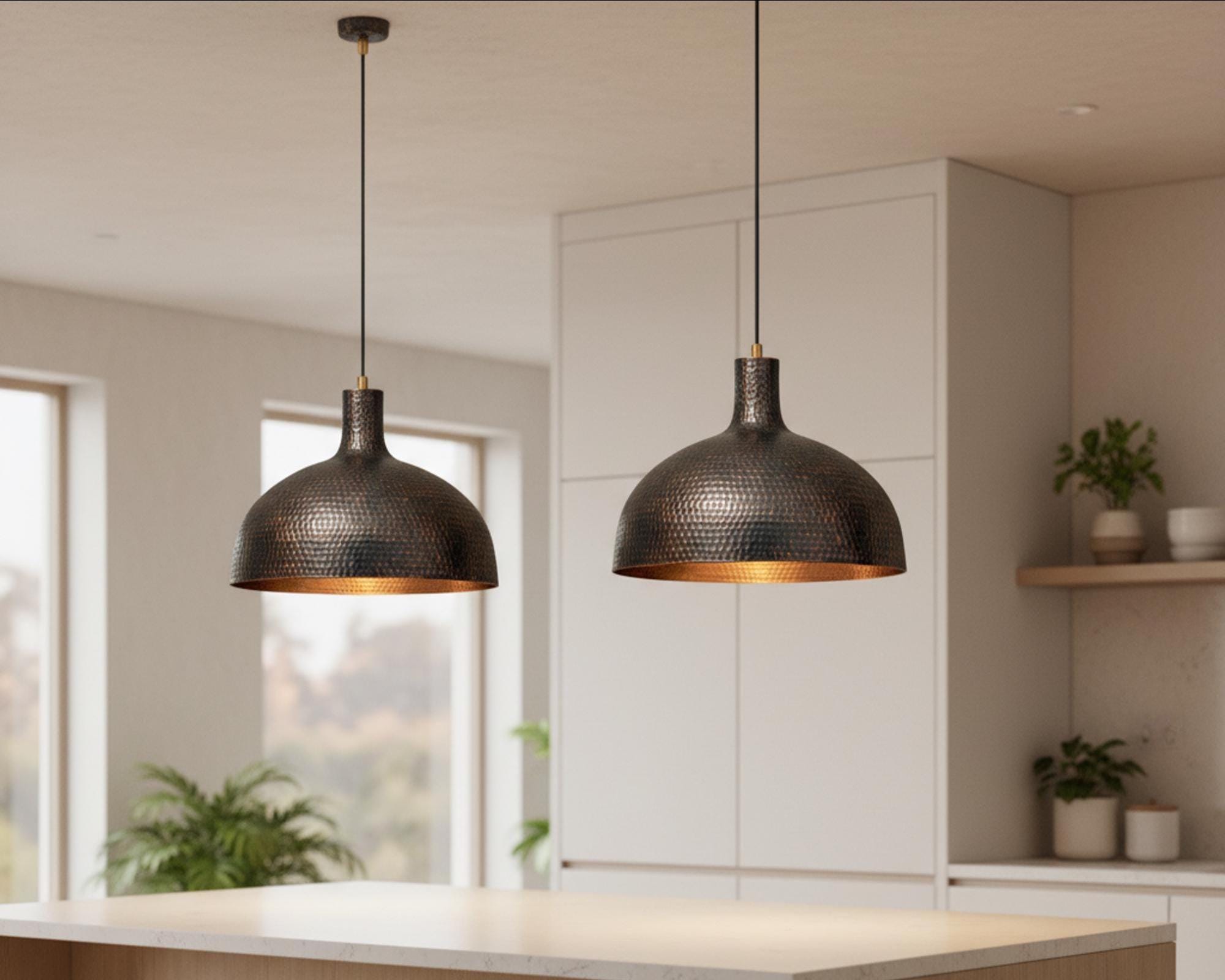 Antique Moroccan Hammered Dome Pendant Light