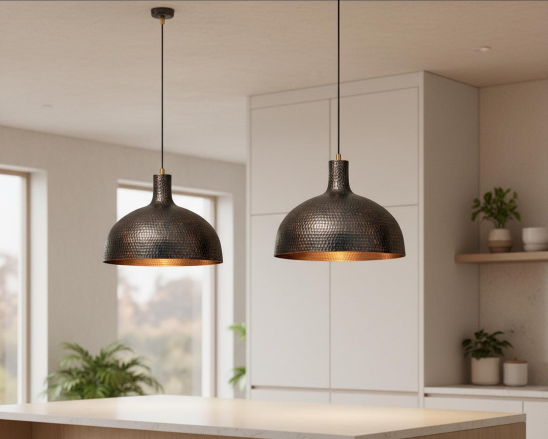 Antique Moroccan Hammered Dome Pendant Light