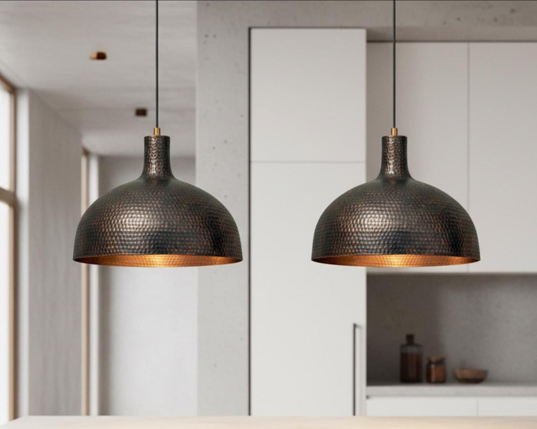 Antique Moroccan Hammered Dome Pendant Light