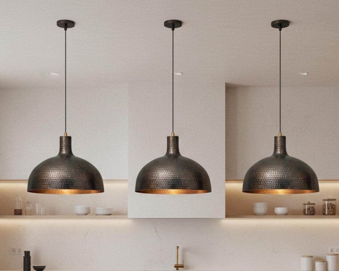 Antique Moroccan Hammered Dome Pendant Light
