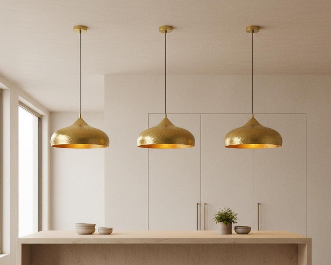 Moroccan Hammered Brass Dome Pendant Light