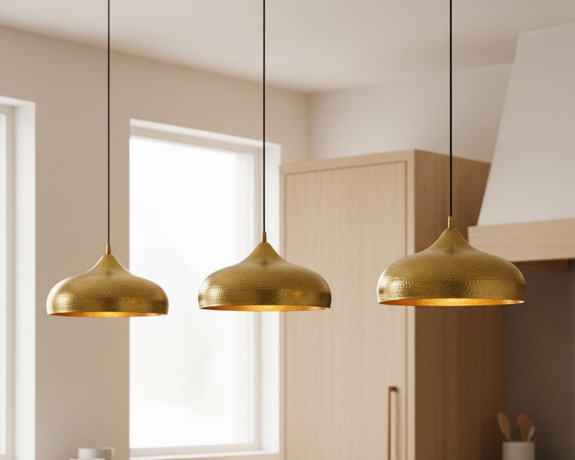 Moroccan Hammered Brass Dome Pendant Light