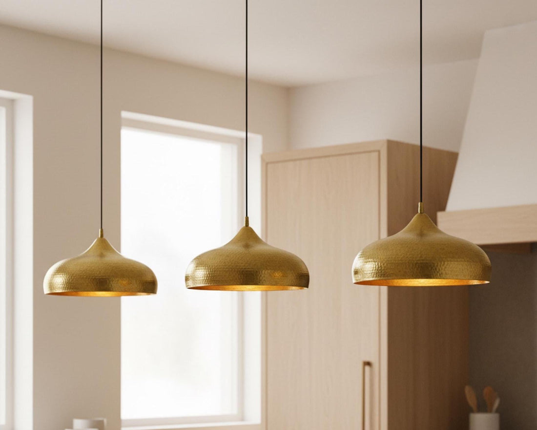 Moroccan Hammered Brass Dome Pendant Light