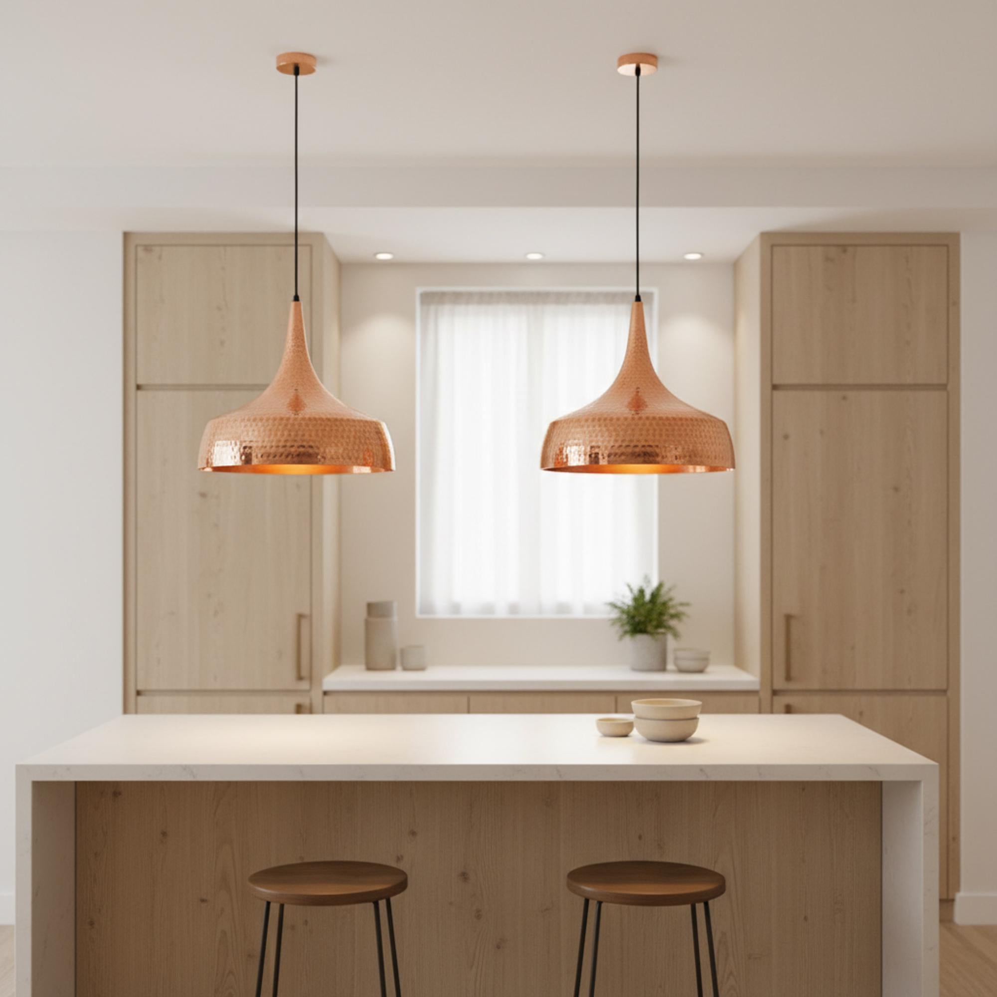 Hammered Copper Bell Pendant Light