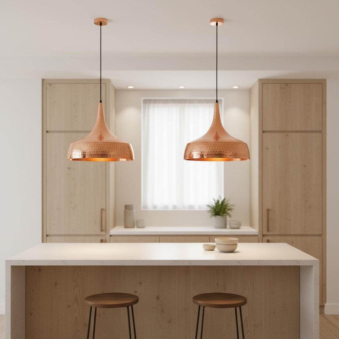 Hammered Copper Bell Pendant Light