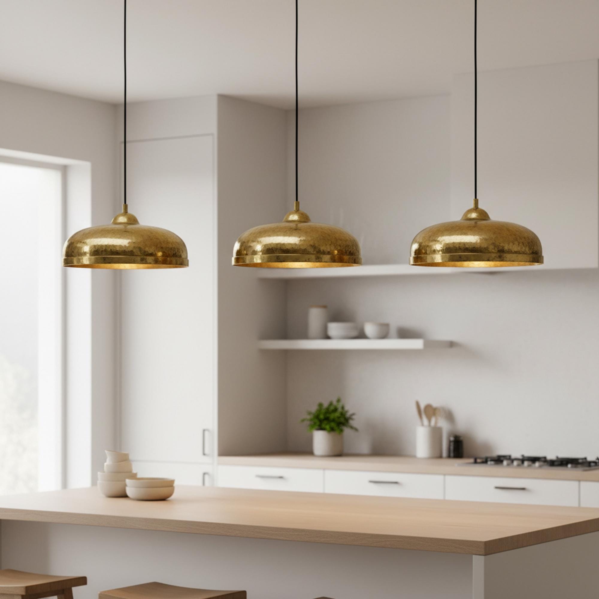 Modern Brass Dome Pendant Light
