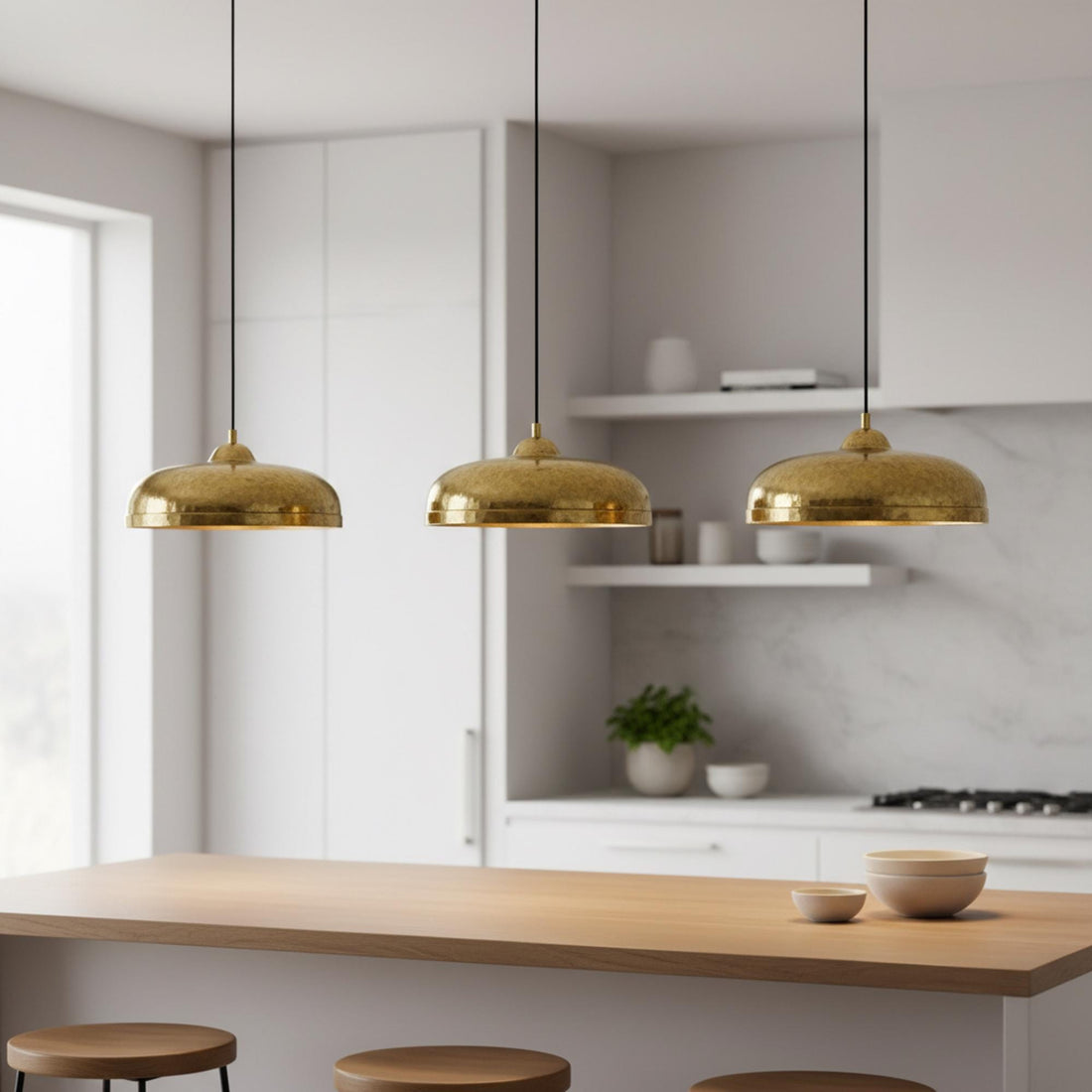 Modern Brass Dome Pendant Light