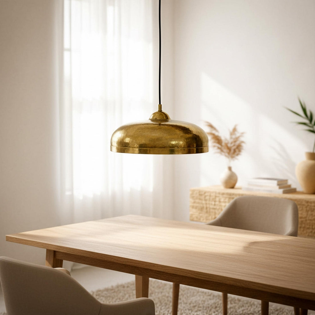 Modern Brass Dome Pendant Light