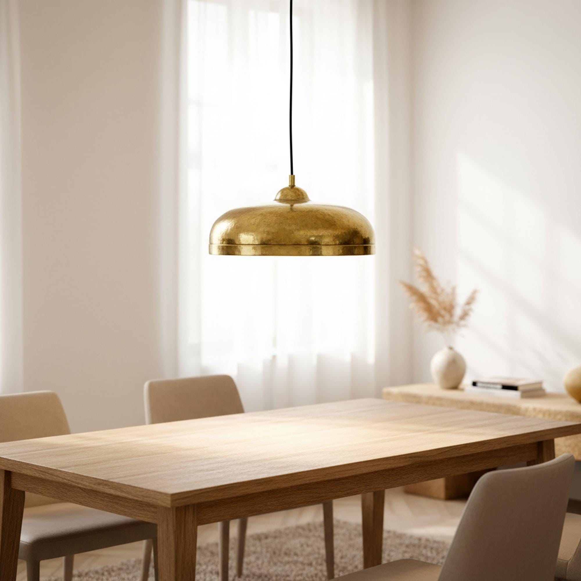 Modern Brass Dome Pendant Light