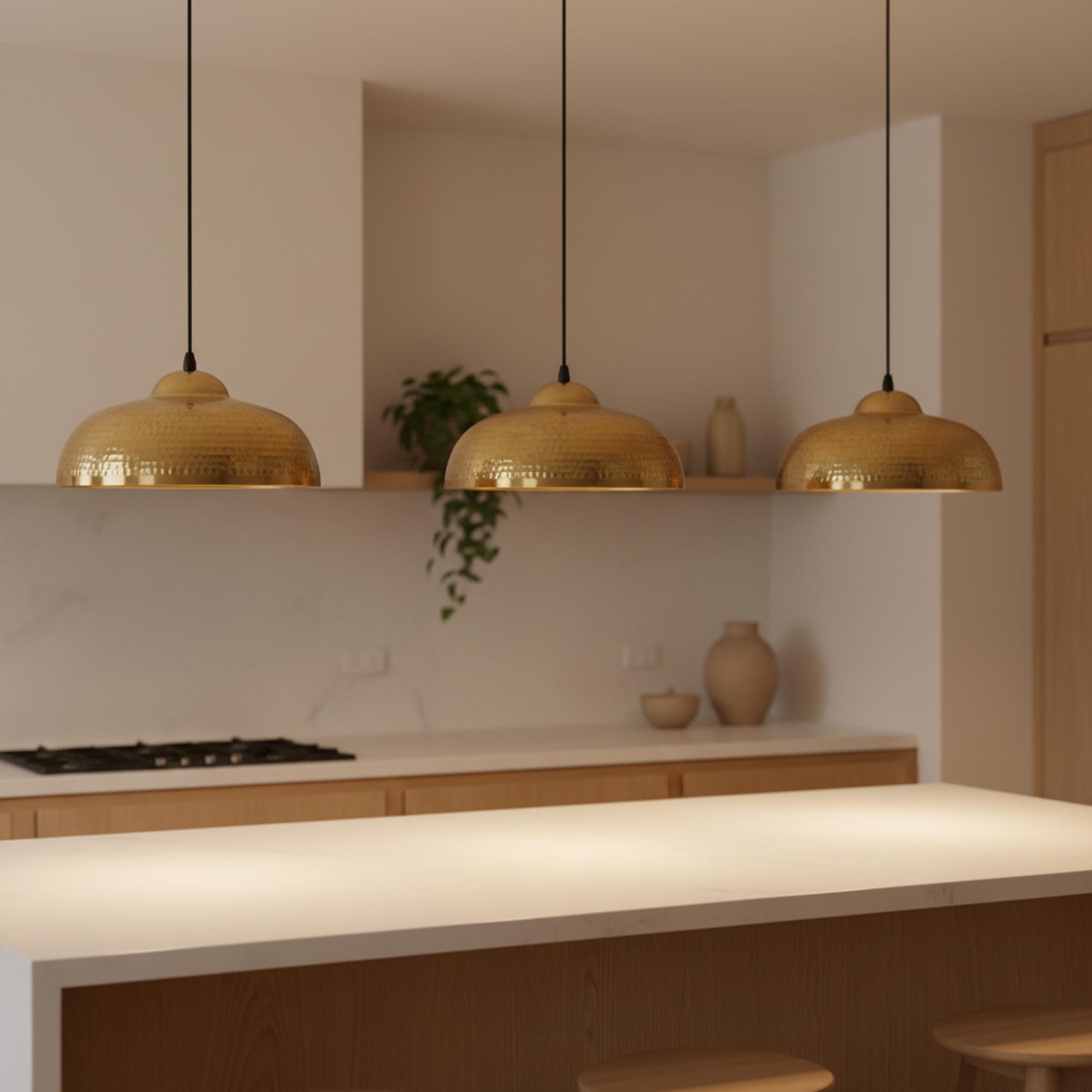 Hammered Brass Kitchen Island Pendant Light