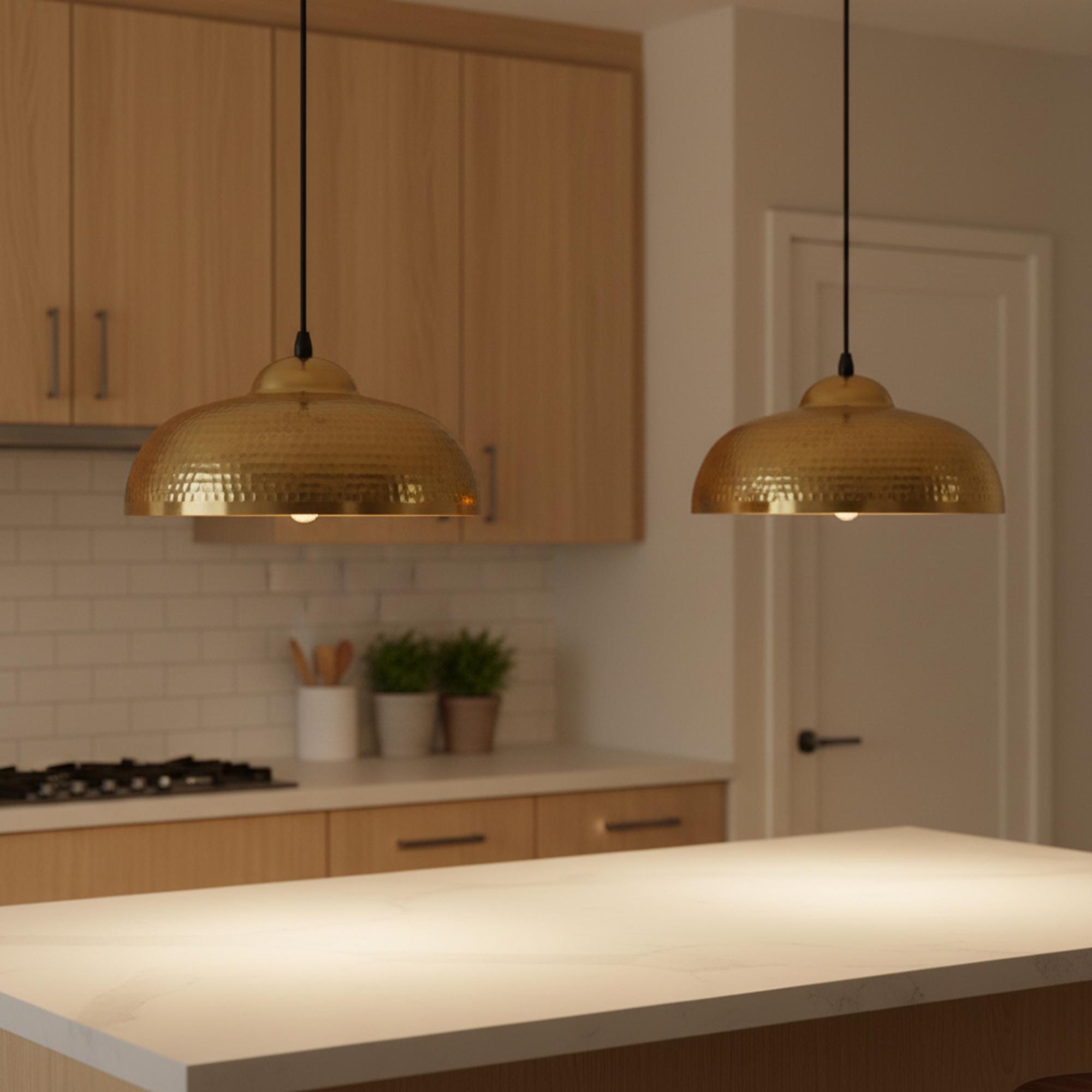 Hammered Brass Kitchen Island Pendant Light
