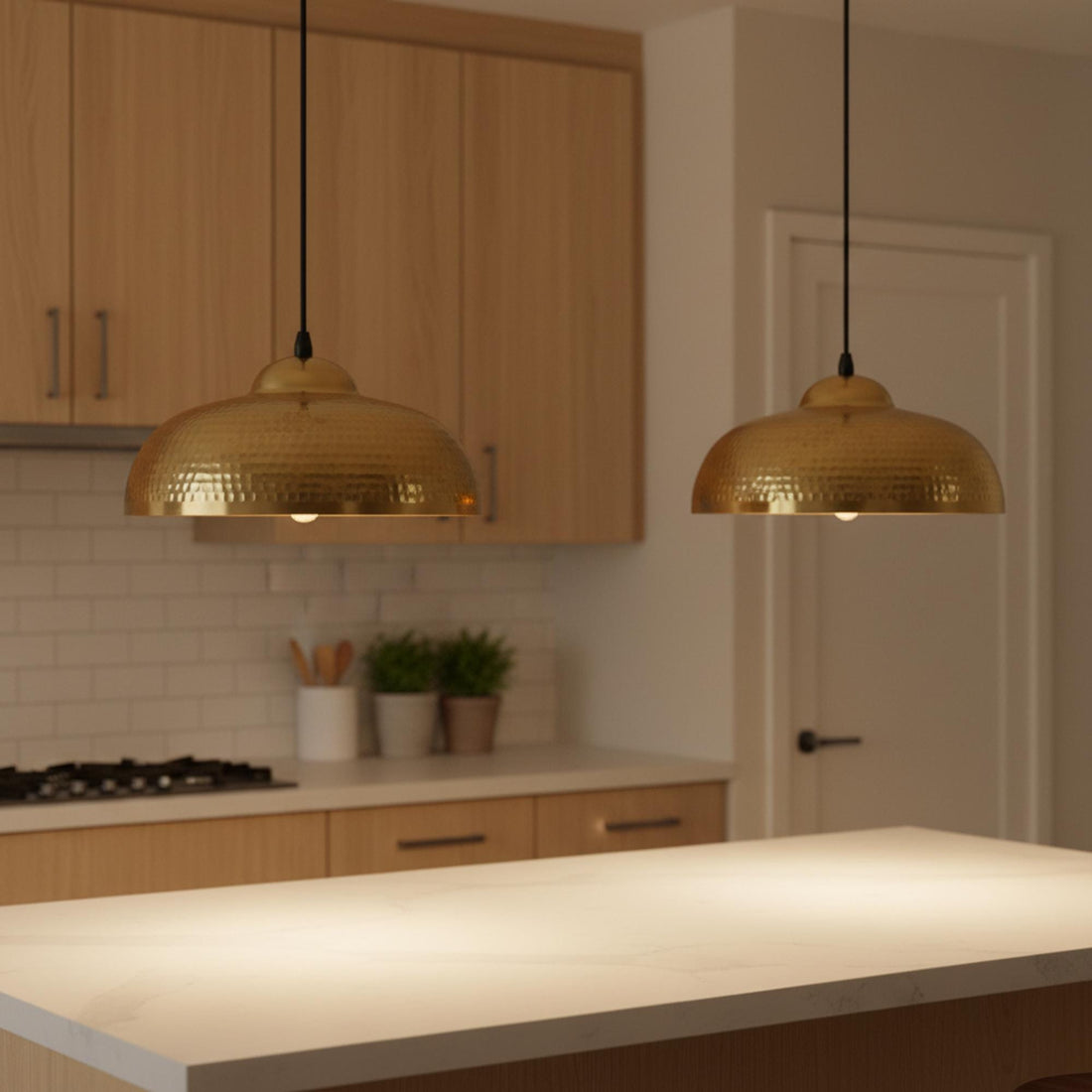 Hammered Brass Kitchen Island Pendant Light