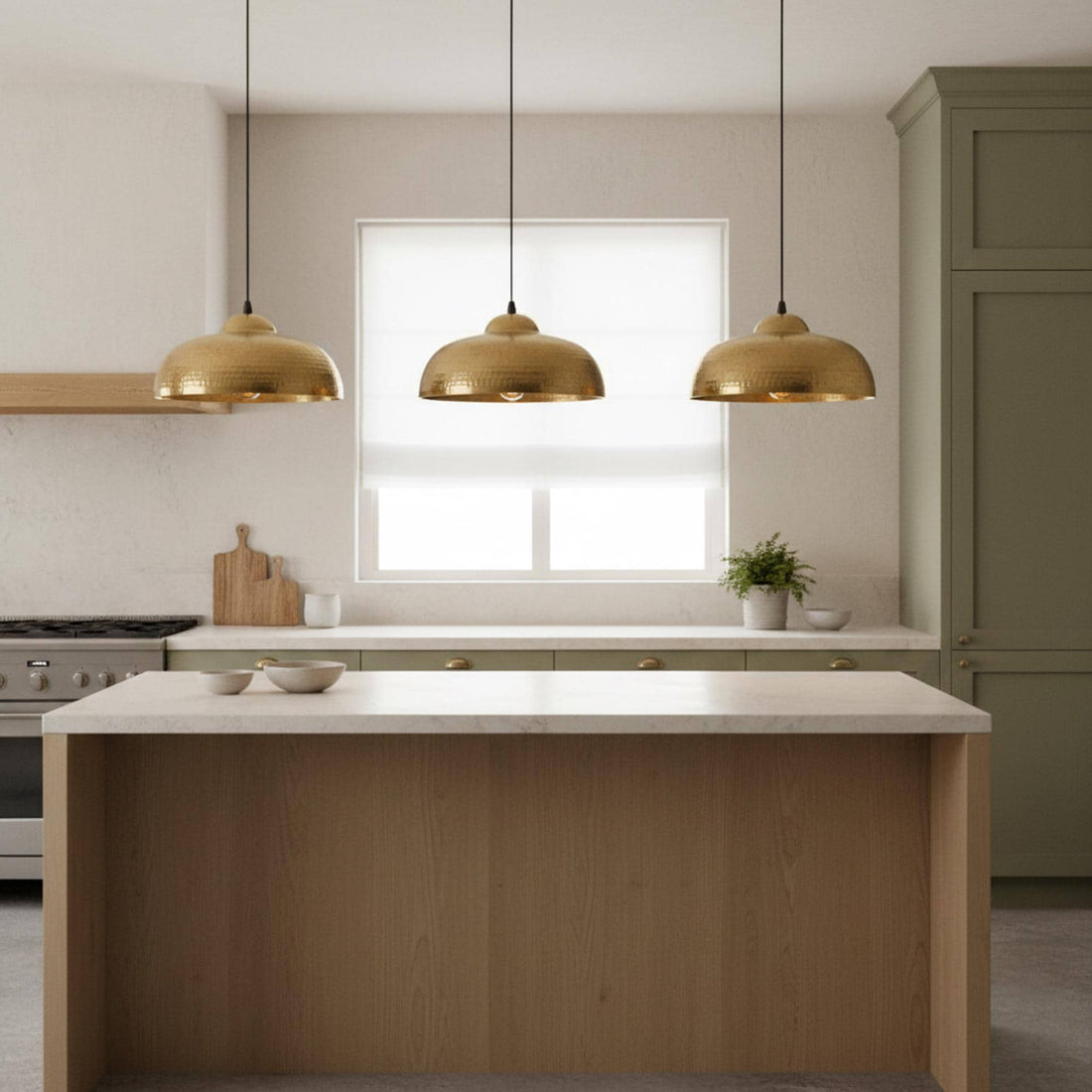 Hammered Brass Kitchen Island Pendant Light