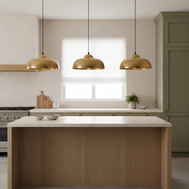 Hammered Brass Kitchen Island Pendant Light
