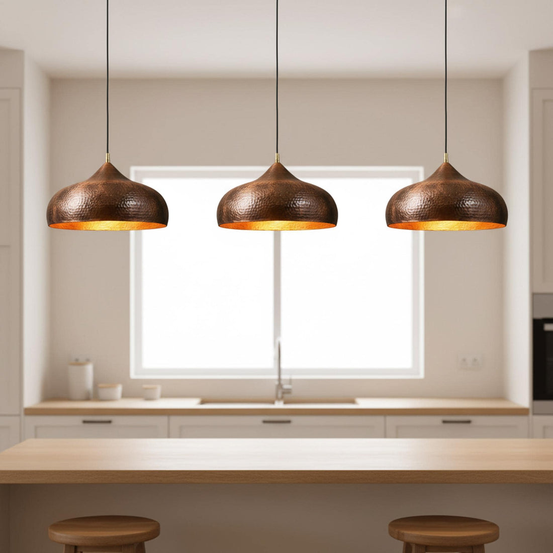 Hammered Copper Kitchen Island Pendant Light