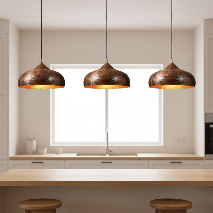Hammered Copper Kitchen Island Pendant Light