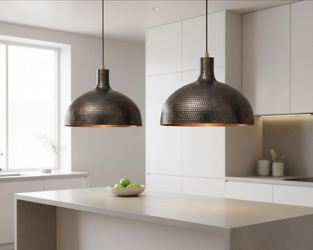 Antique Moroccan Hammered Dome Pendant Light