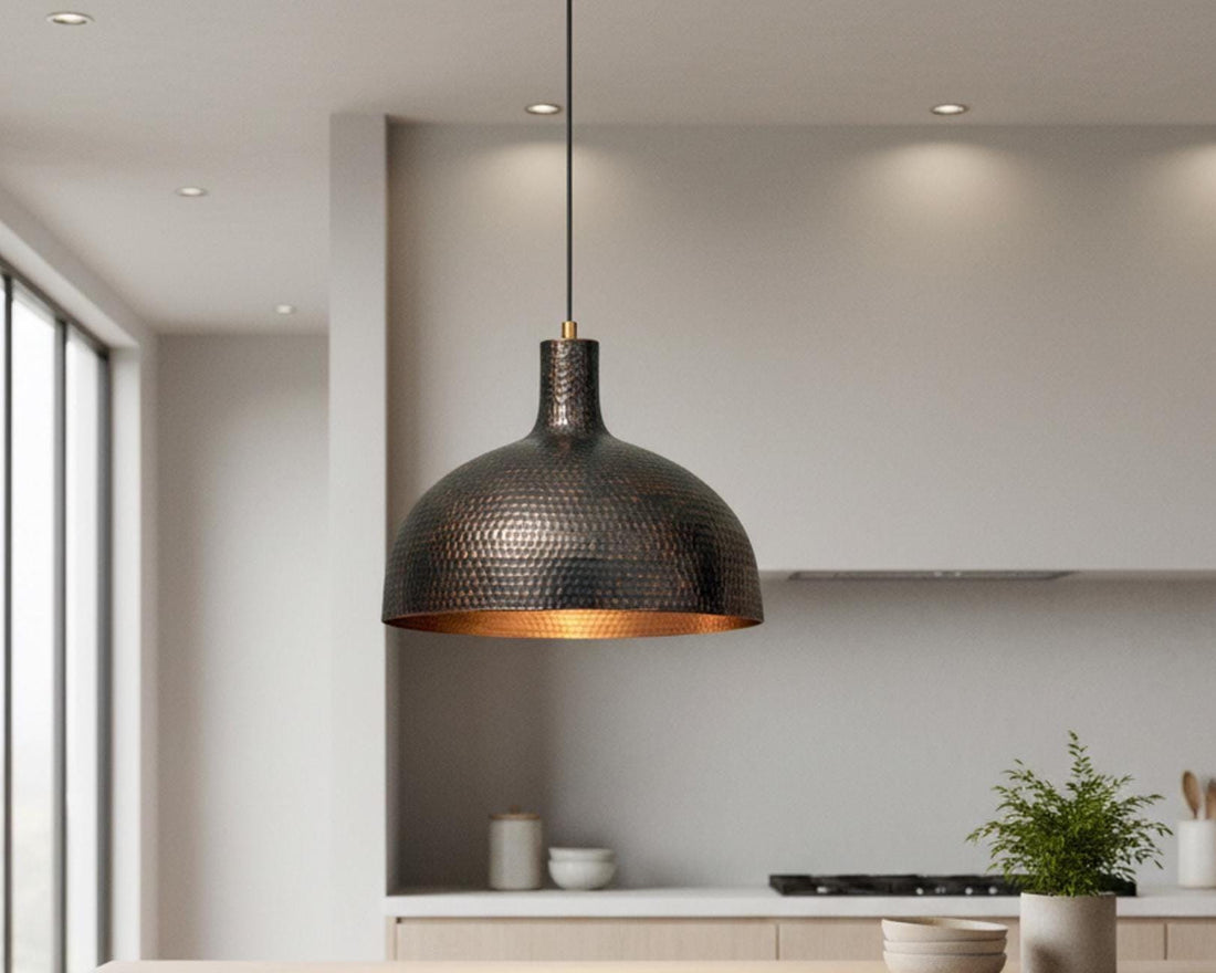 Antique Moroccan Hammered Dome Pendant Light