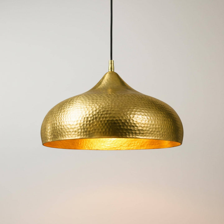 Moroccan Hammered Brass Dome Pendant Light