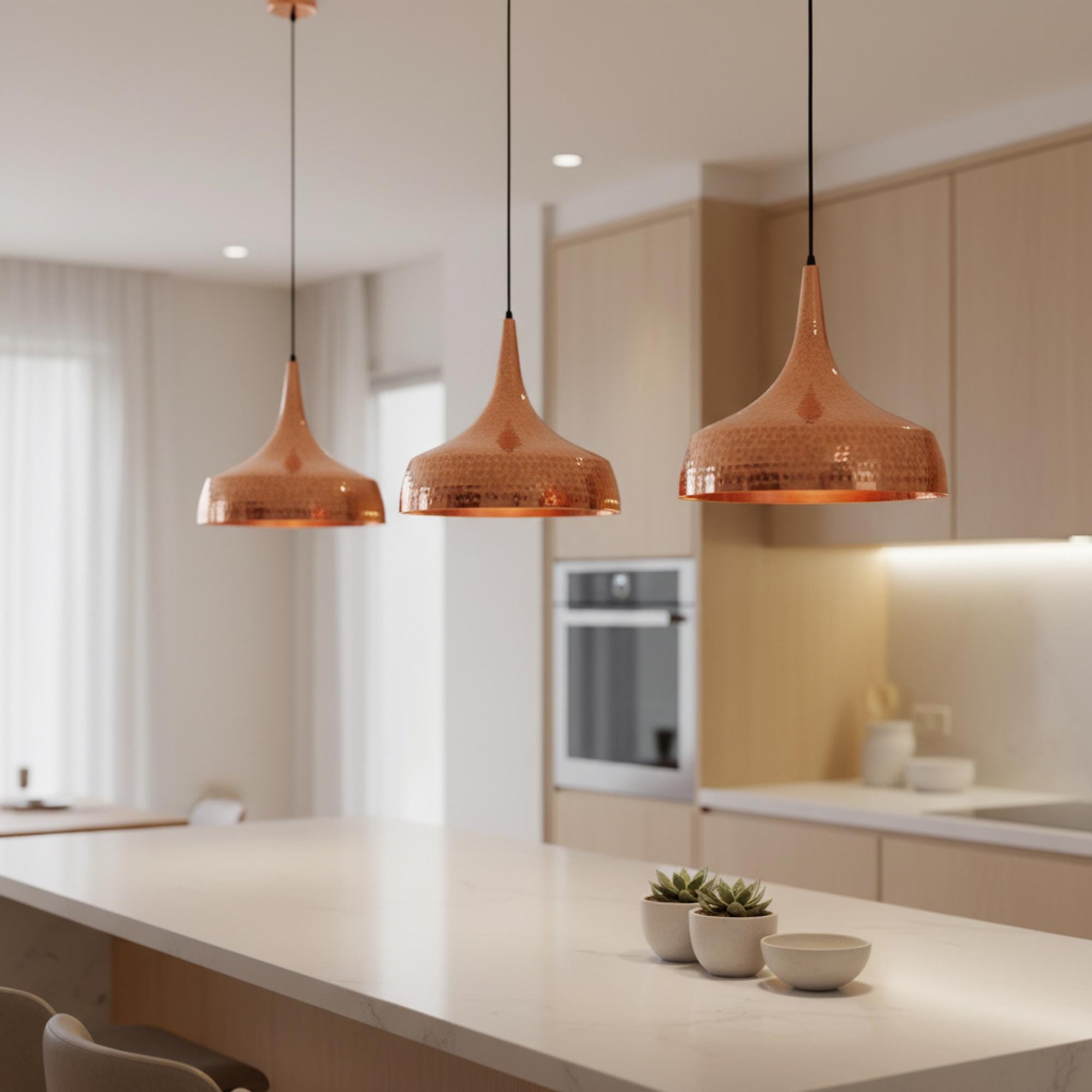 Hammered Copper Bell Pendant Light