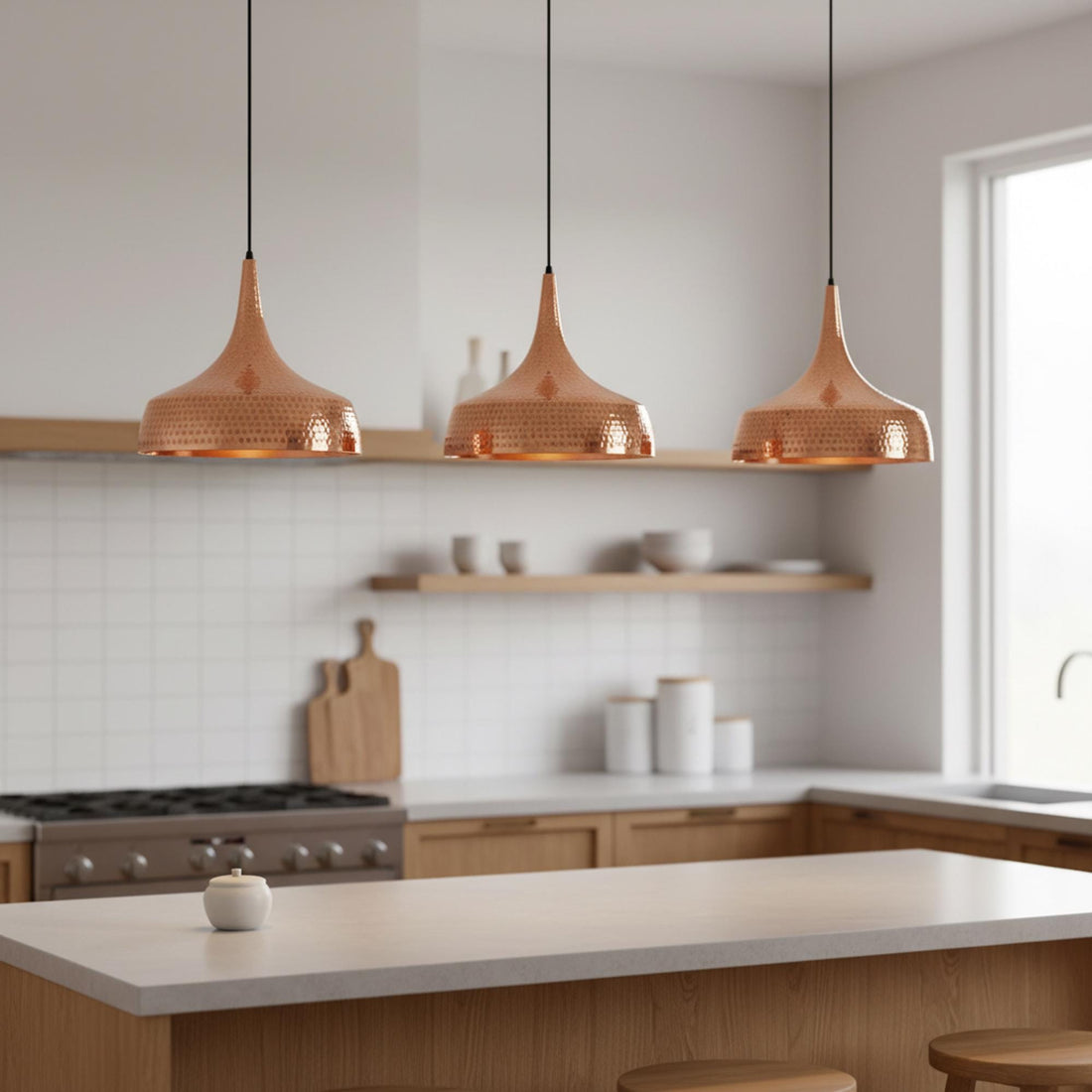 Hammered Copper Bell Pendant Light