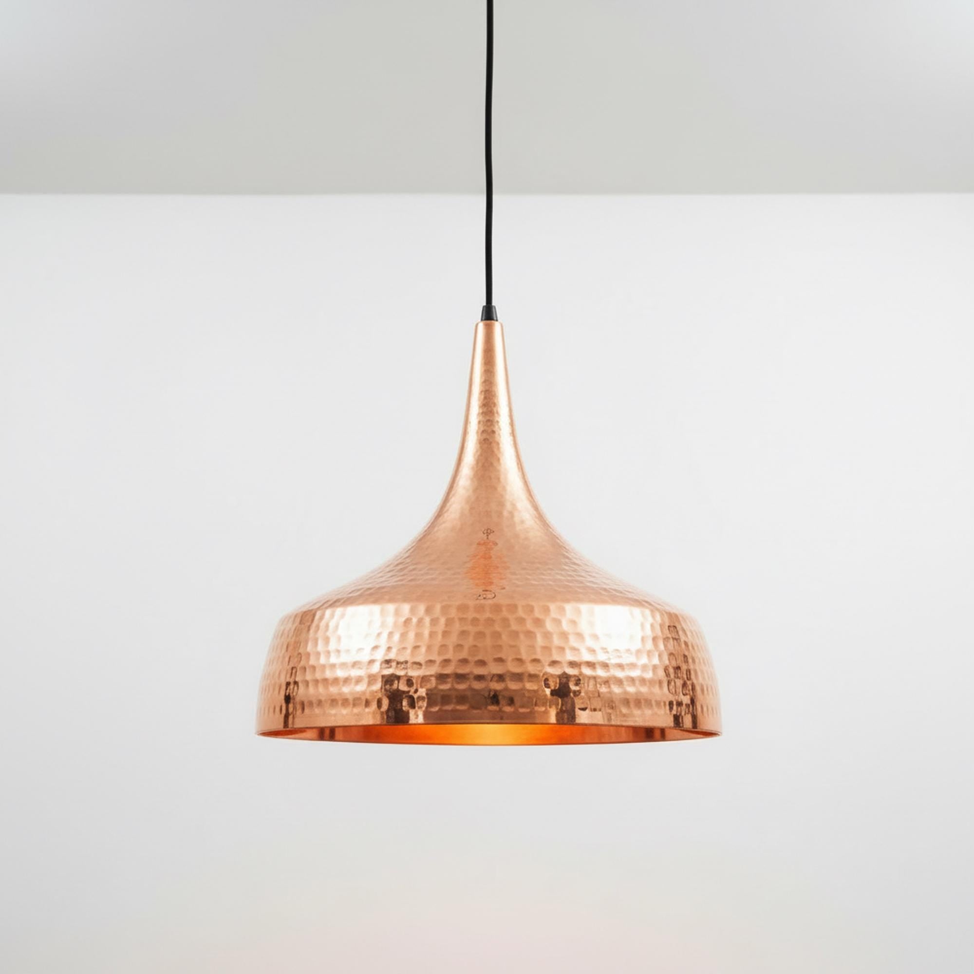 Hammered Copper Bell Pendant Light