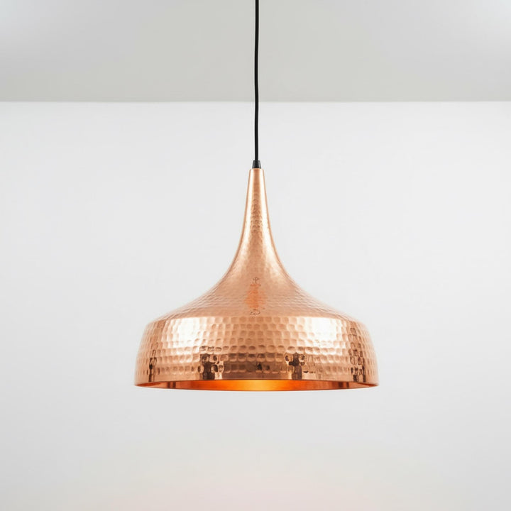 Hammered Copper Bell Pendant Light