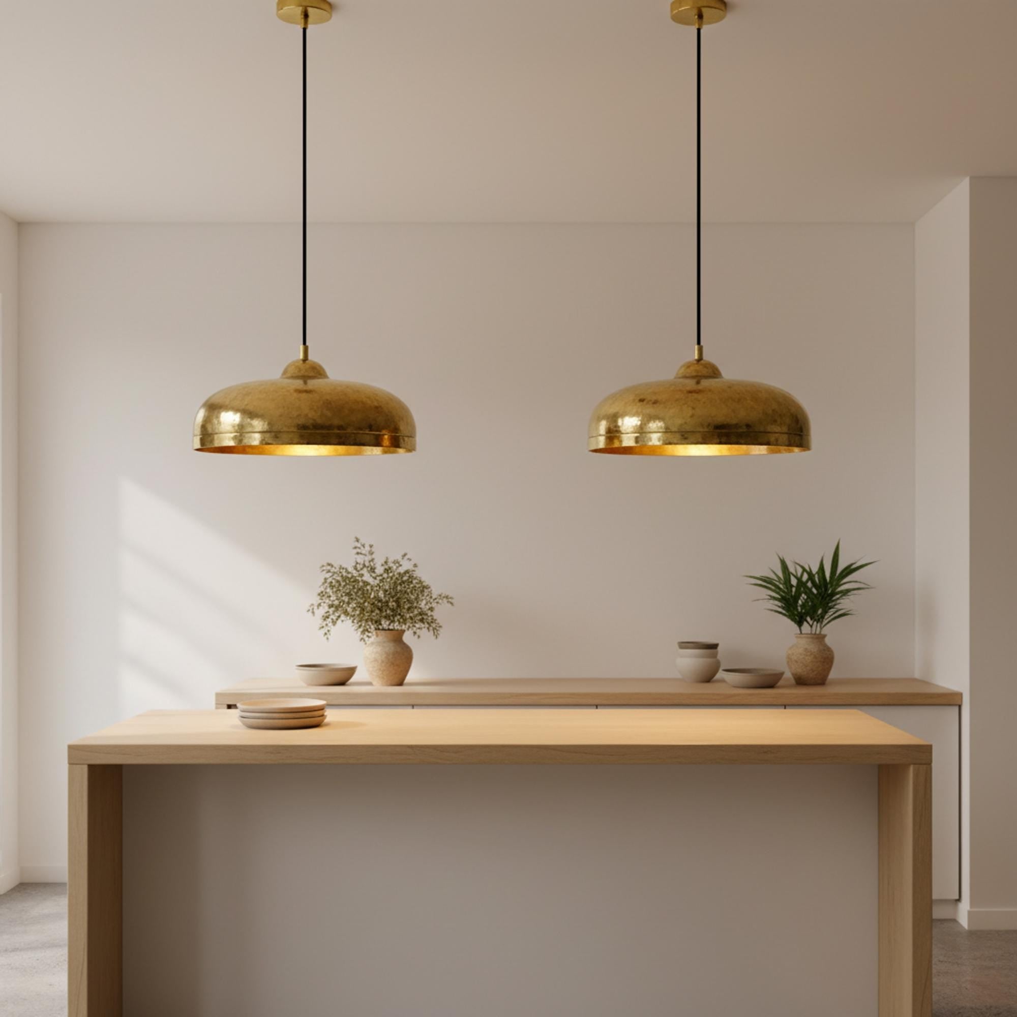 Modern Brass Dome Pendant Light