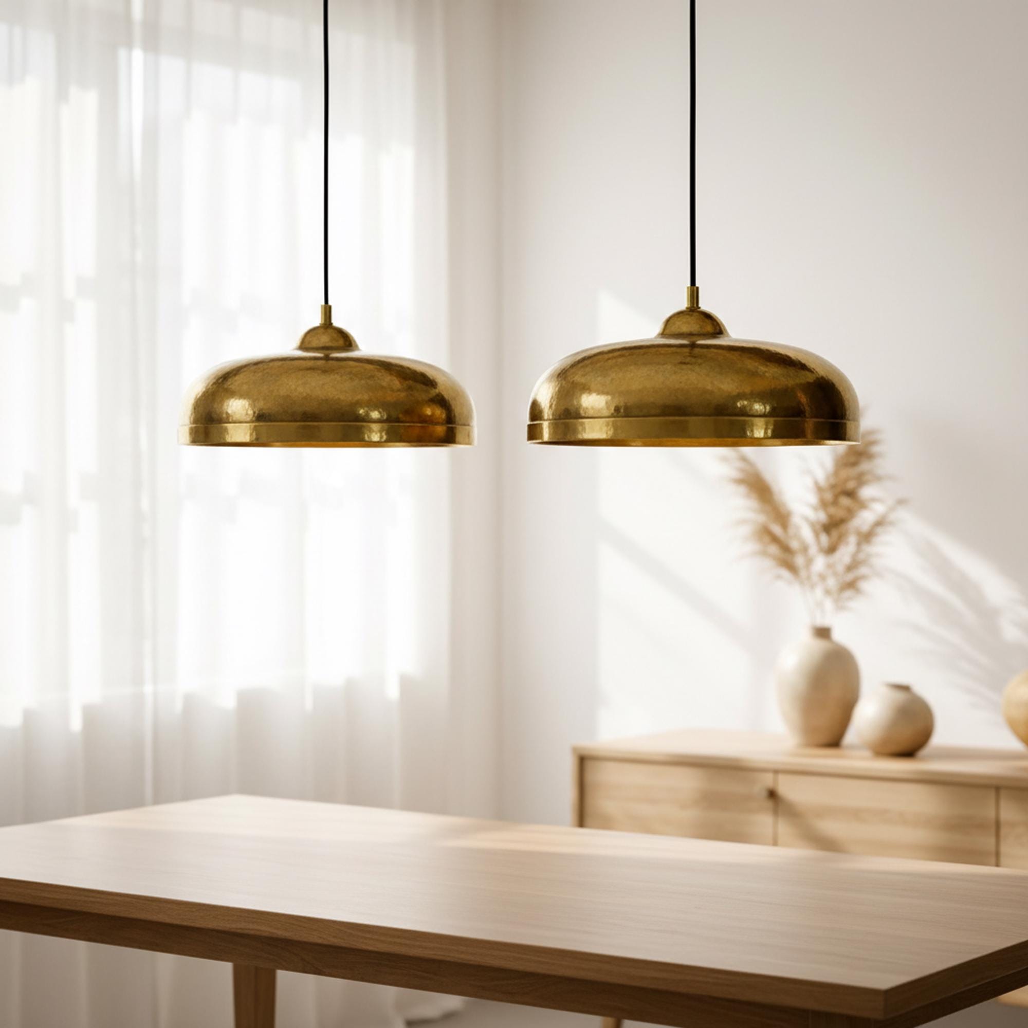 Modern Brass Dome Pendant Light
