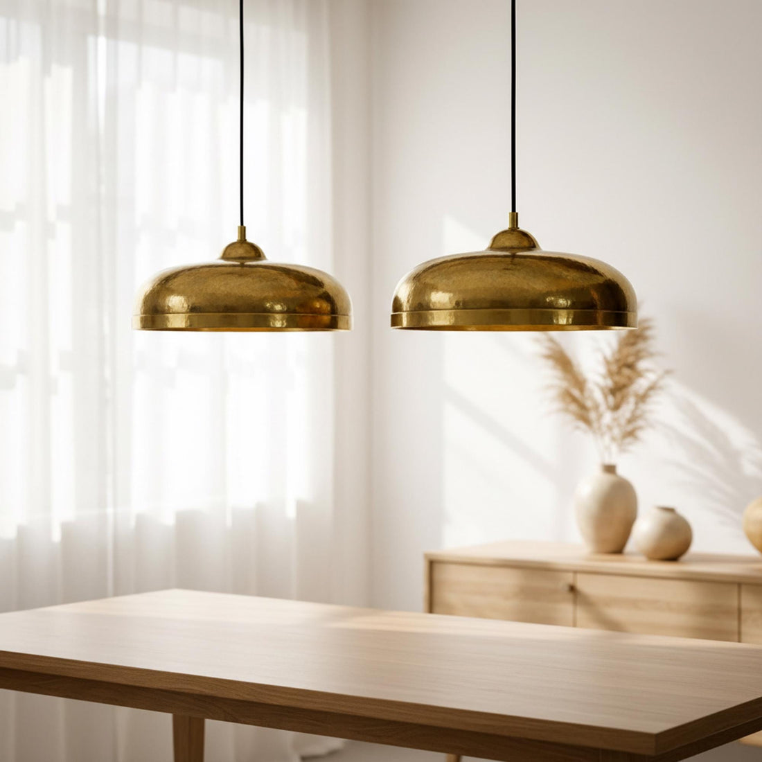 Modern Brass Dome Pendant Light