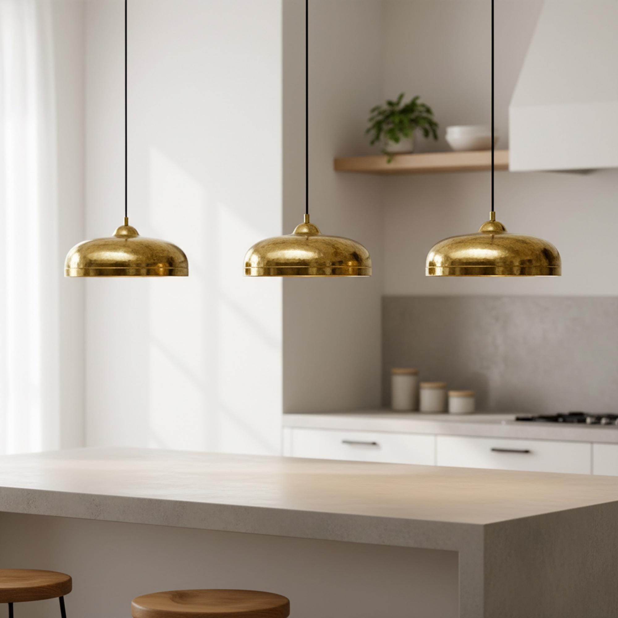 Modern Brass Dome Pendant Light
