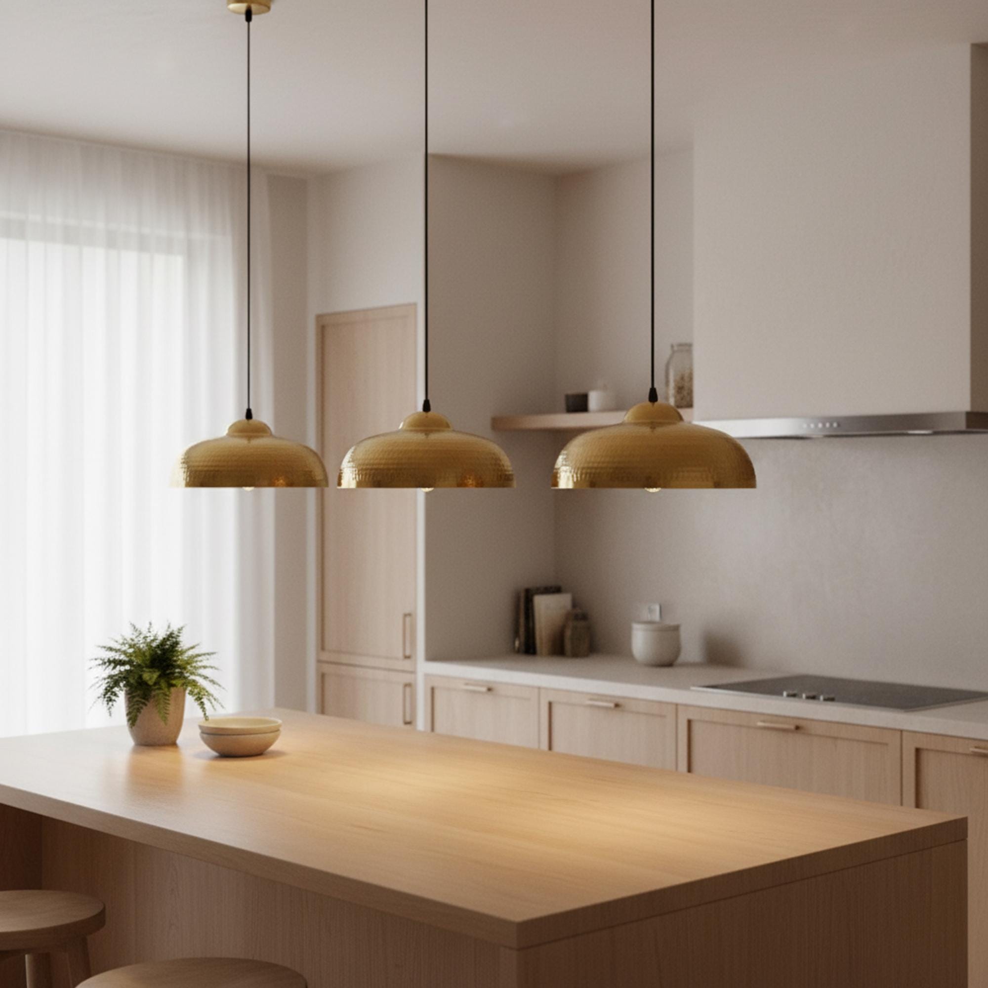 Hammered Brass Kitchen Island Pendant Light