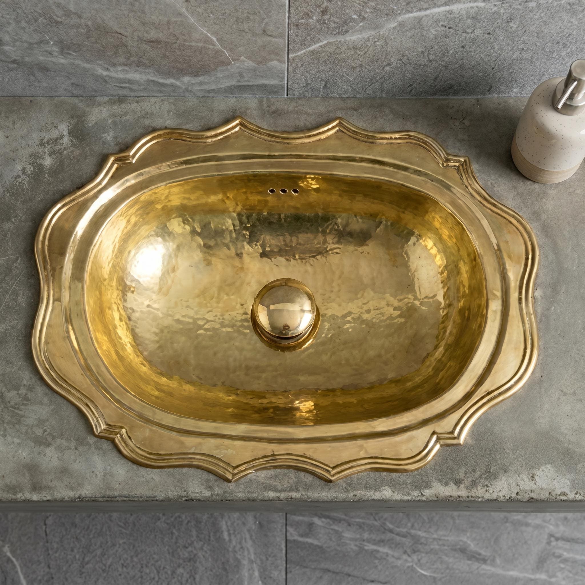 Scalloped Hammered Brass Bathroom Sink
