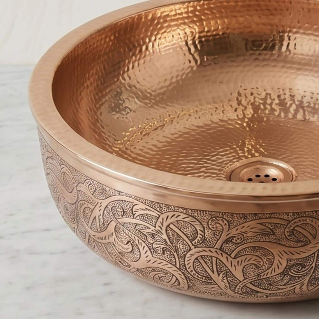 Hand-Engraved Copper Vessel Sink