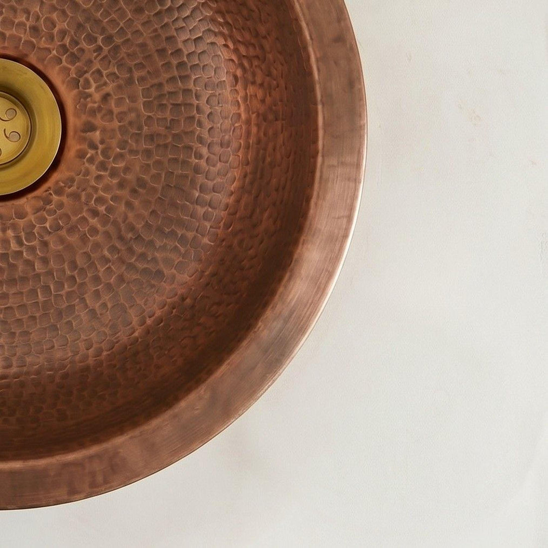 Antique Hammered Copper Round Vessel Sink