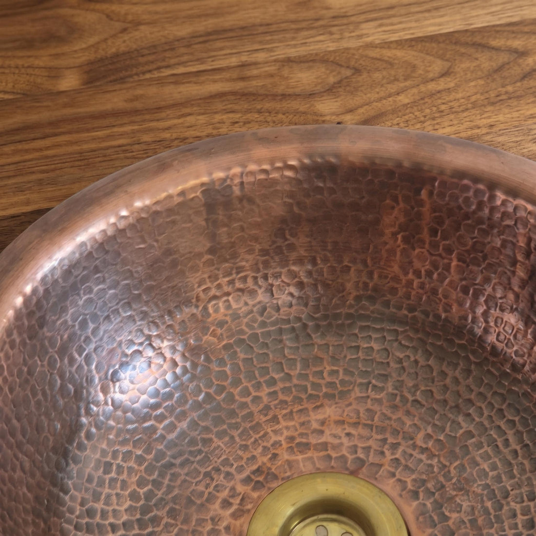 Antique Hammered Copper Round Vessel Sink