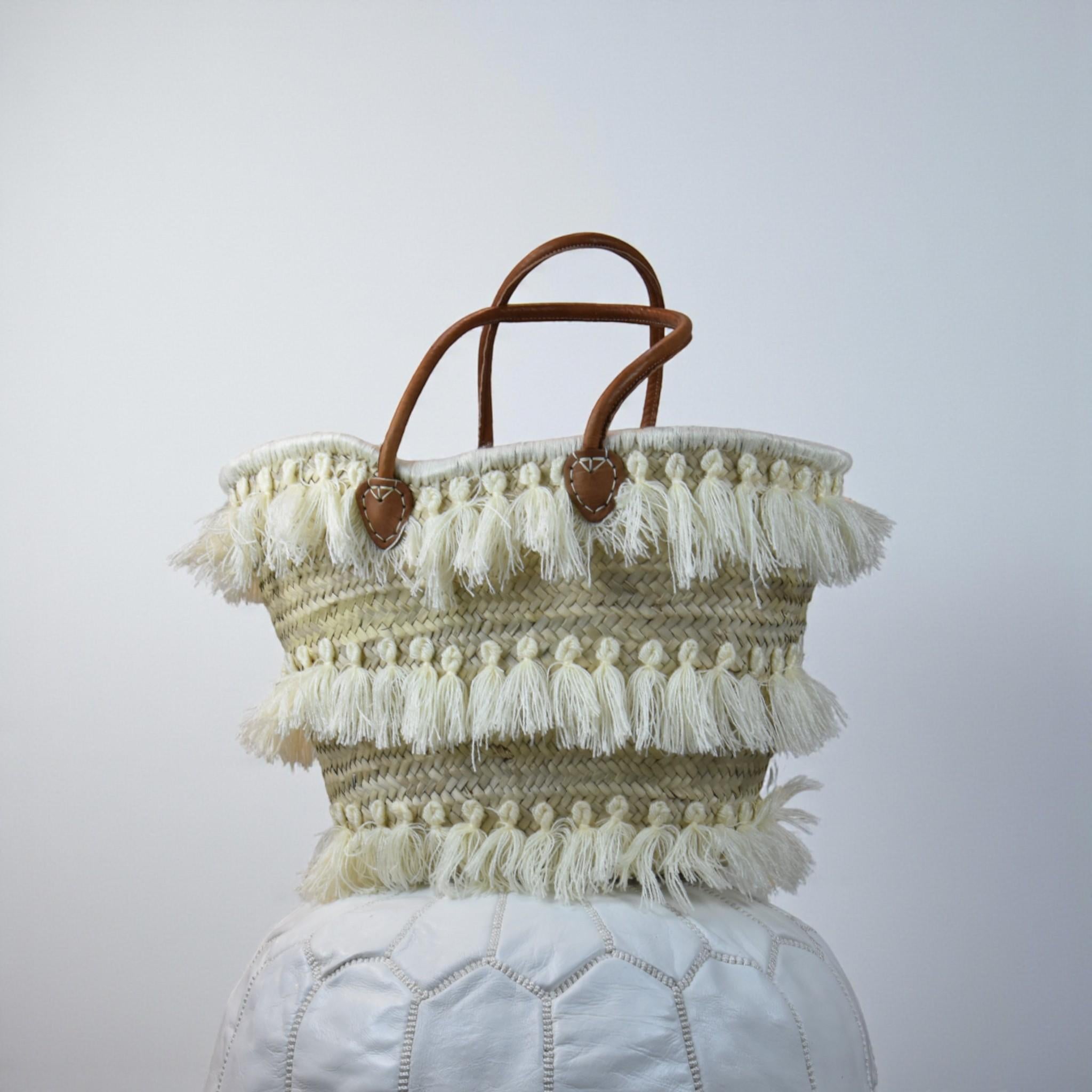 Boho Fringe Straw Tote Bag
