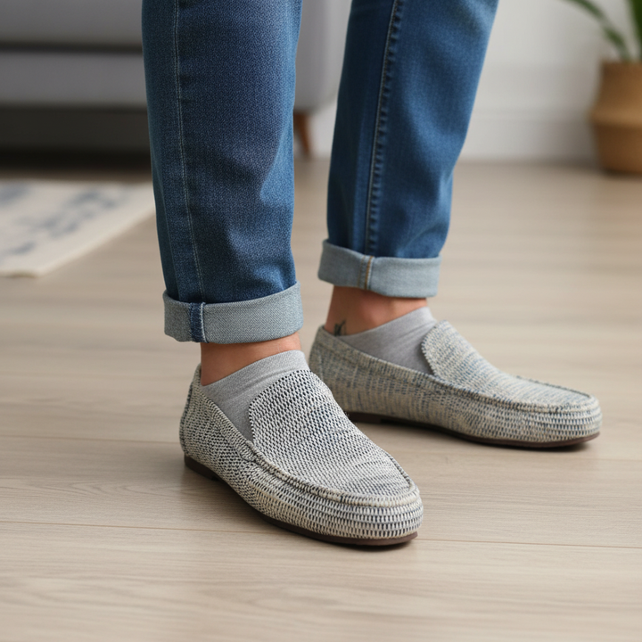 Coastal Knit Raffia Slip-On Shoes