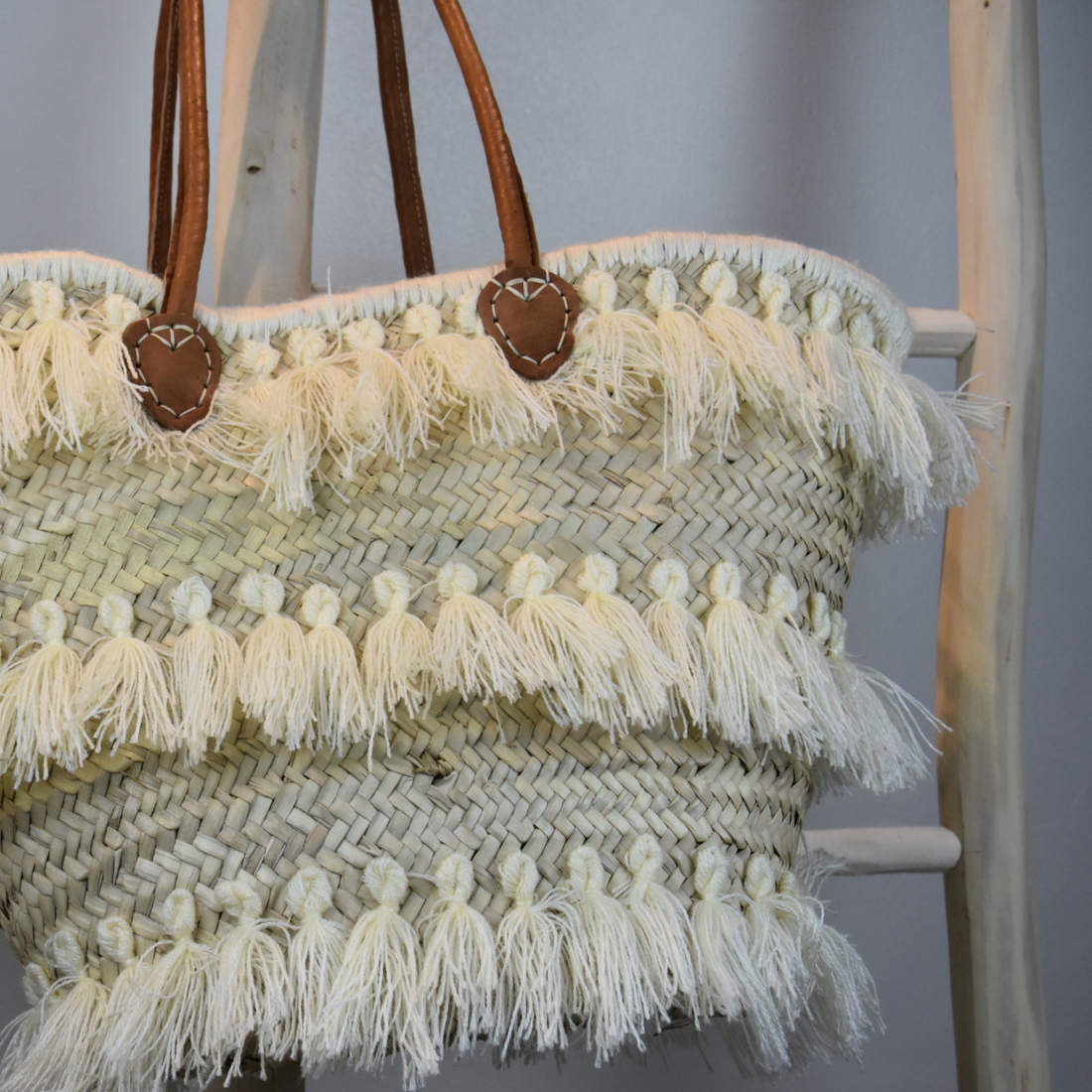 Boho Fringe Straw Tote Bag