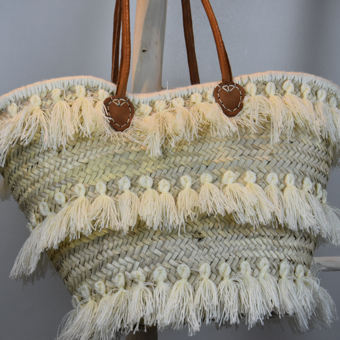 Boho Fringe Straw Tote Bag