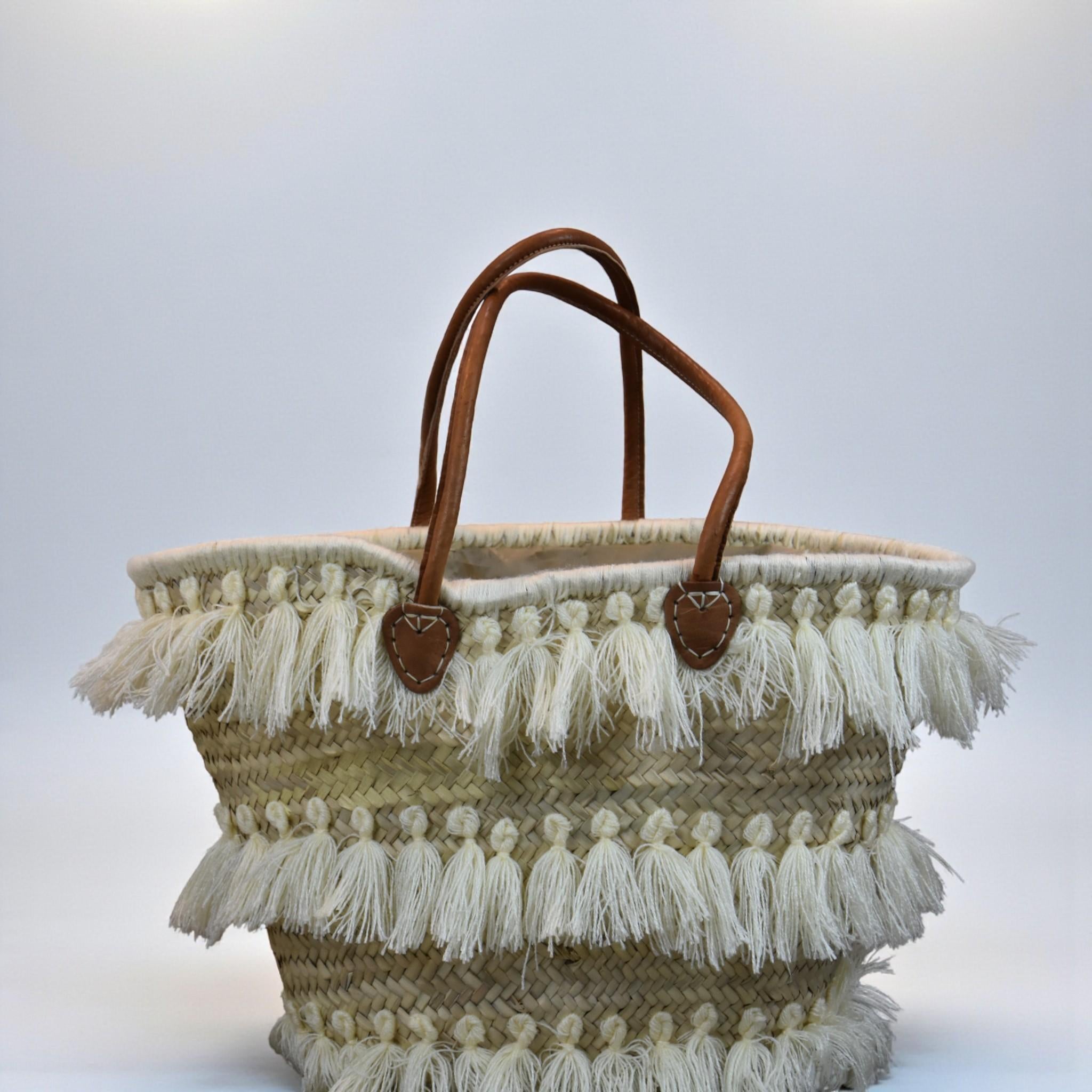 Boho Fringe Straw Tote Bag