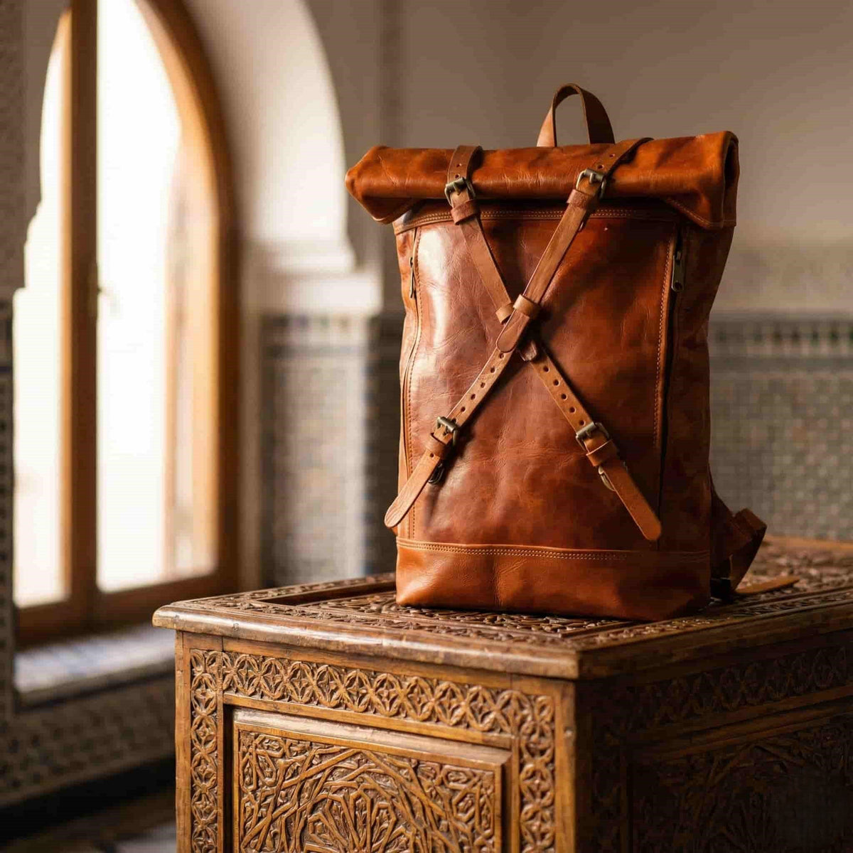 best minimalist leather backpack Geometric Goods - laptop you will find natural lining with open and zipped pocket inside Best Minimalist Coffee Leather Rucksack