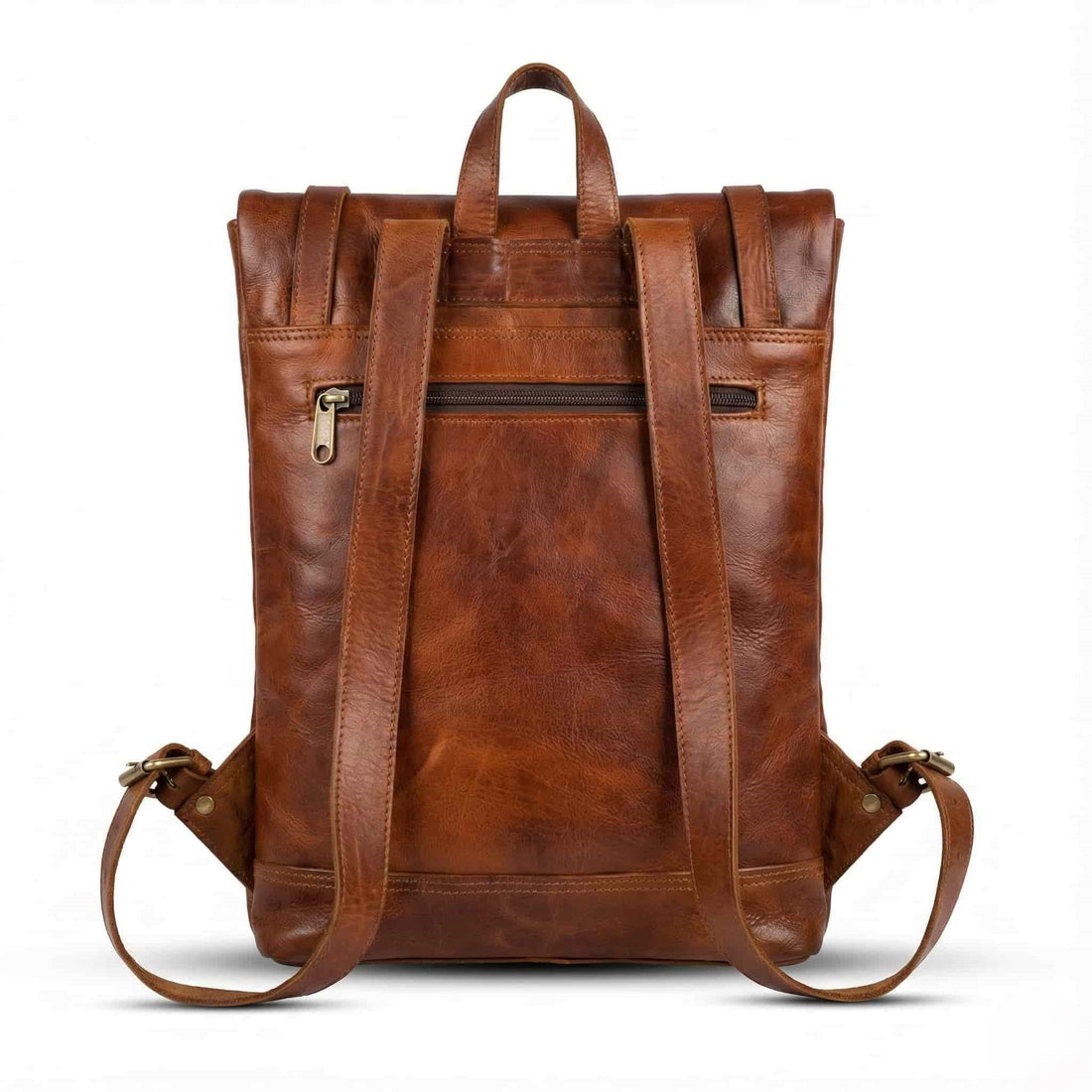 Roll Top Leather Backpack