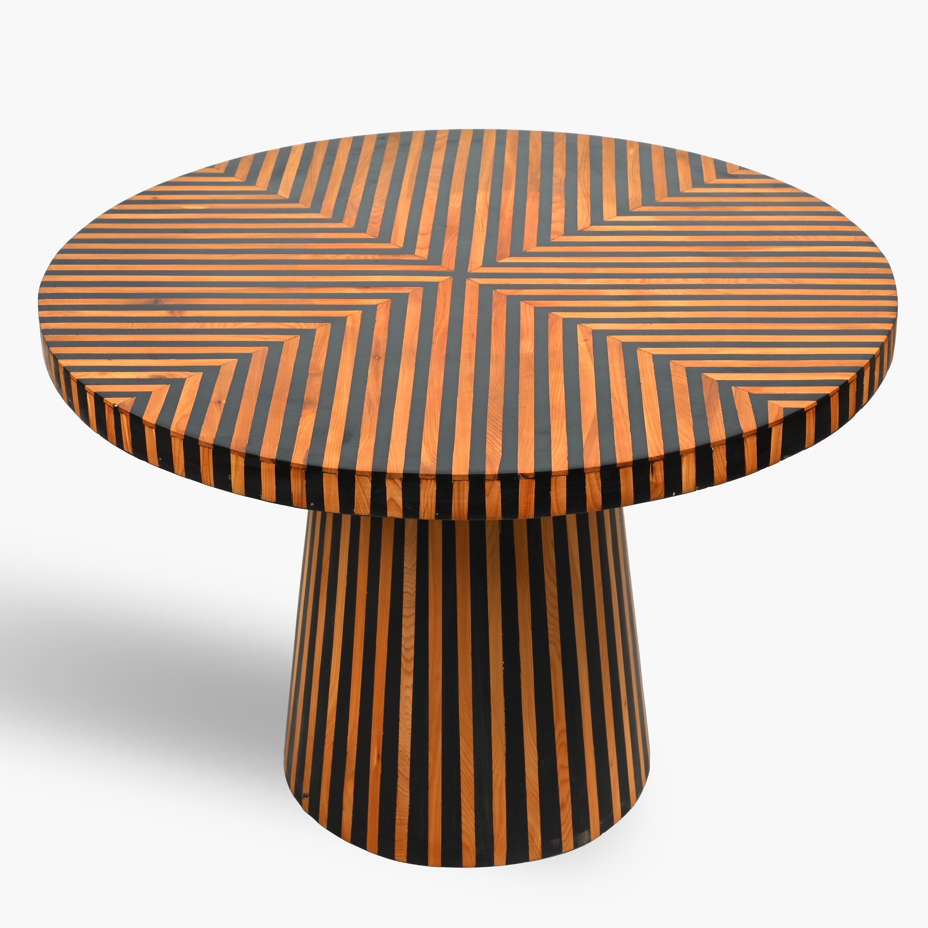 Decorative Moroccan wood and resin side table handcrafted in Marrakesh