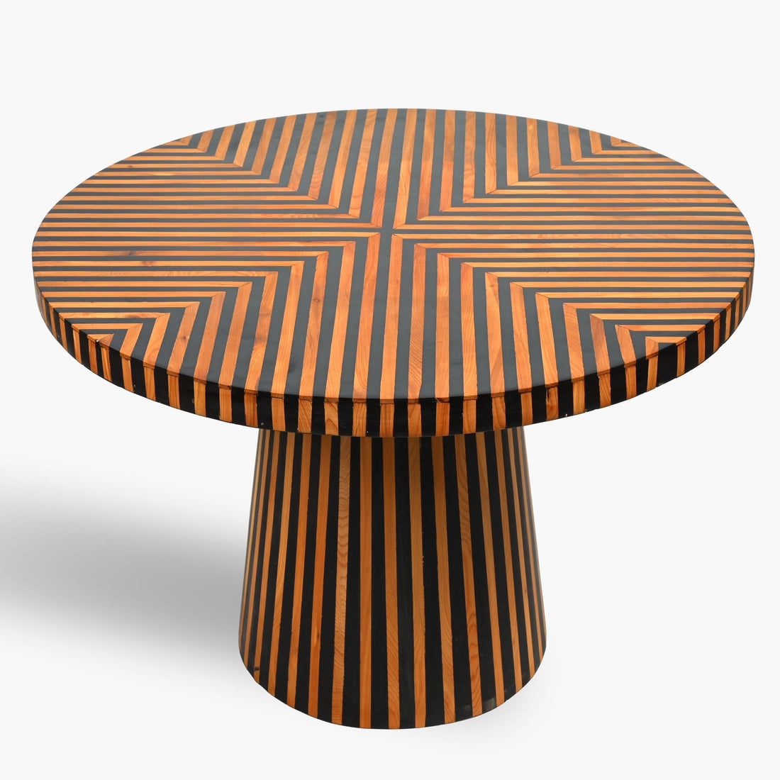 Decorative Moroccan wood and resin side table handcrafted in Marrakesh