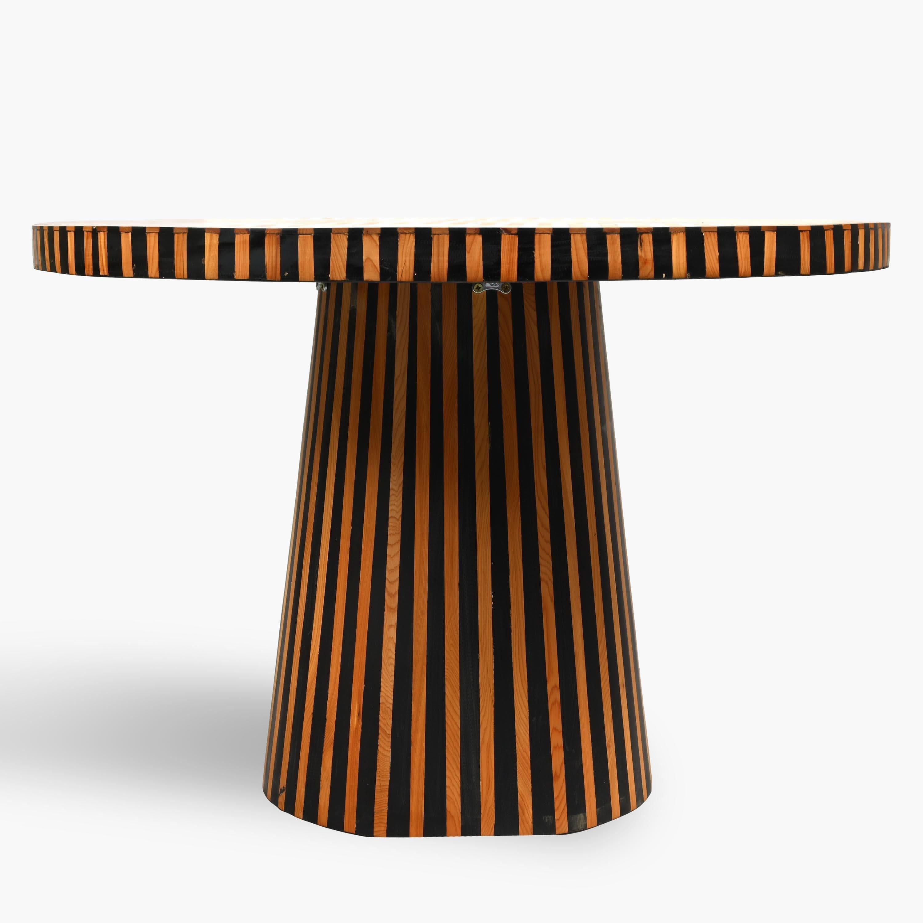Handcrafted Moroccan wood and resin side table artisan detail