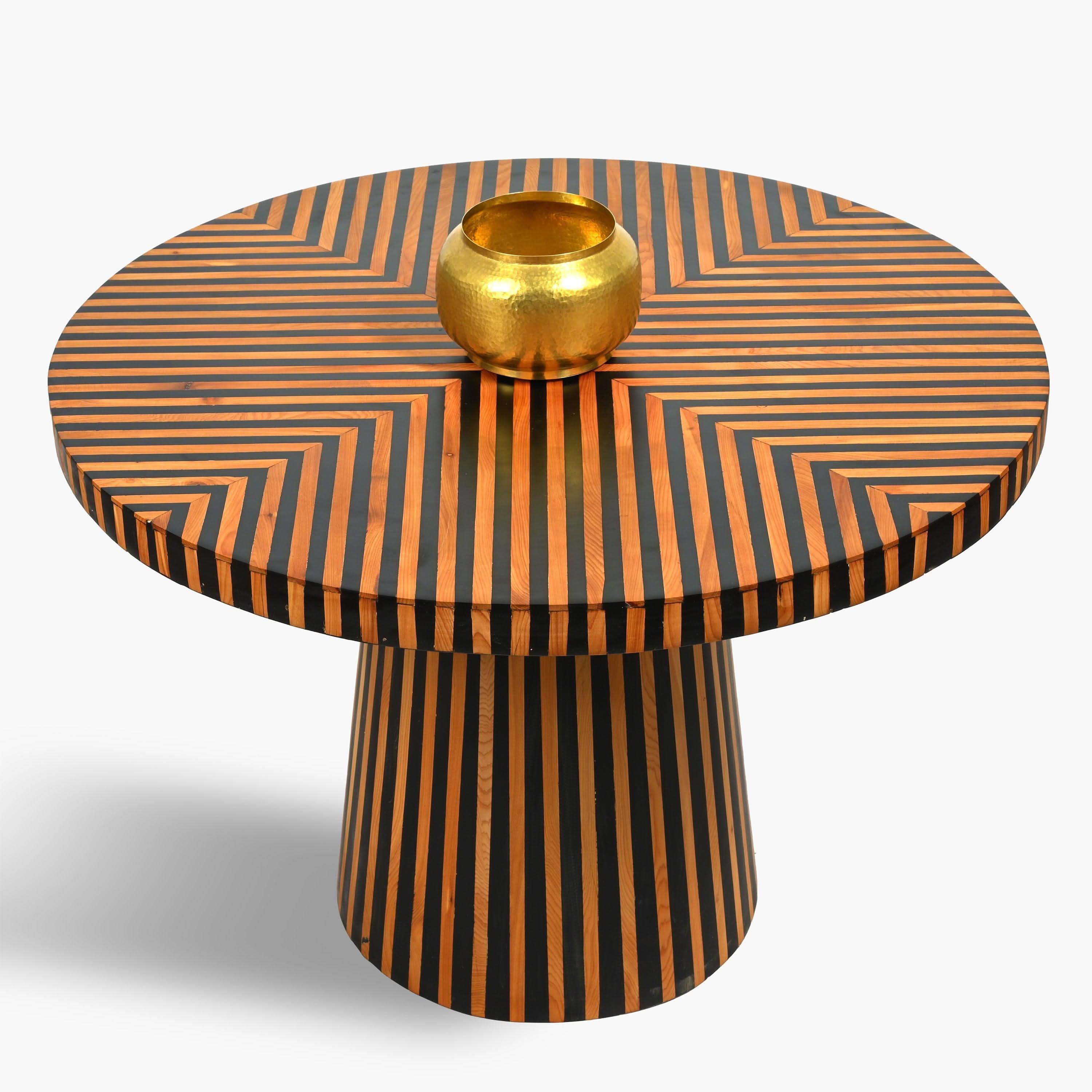 Handcrafted wood and resin side table made in Marrakesh
